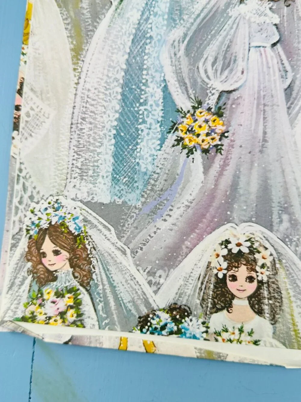 Vintage 1970s Bridal Wrapping Paper, Bridal Shower Decor,  Retro Bride Ephemera